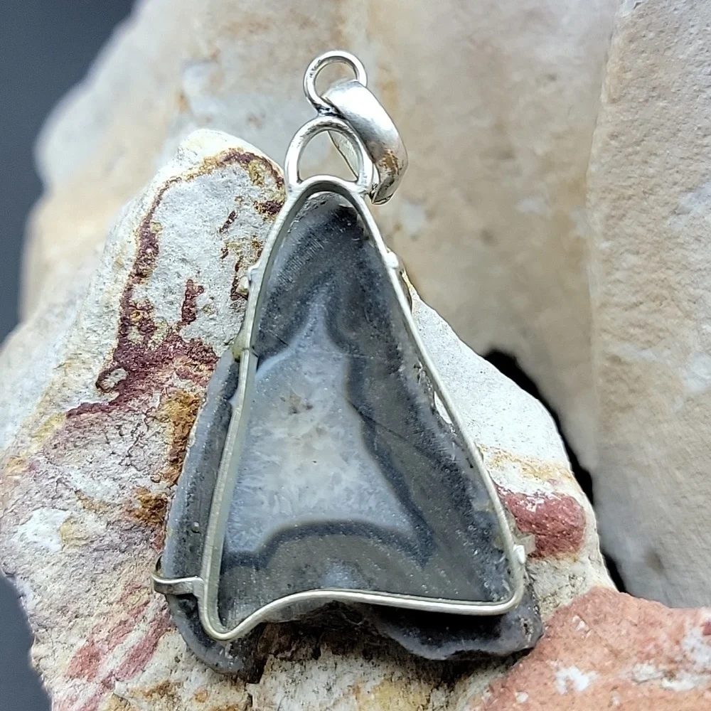 Solar Quartz 925 Sterling Silver Unisex Necklace Large Pendant & Bale EUC